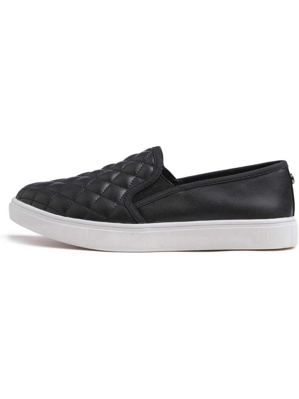 Women's Black Quilted Vegan Leather Casual Slip On Comfort  Loafer Flats Shoes - Picture 2 of 6